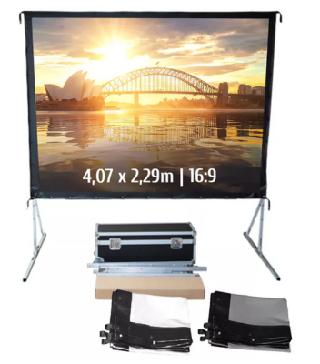 Ecran de projection valise 4,07x2,29m 16:9 Face + Rétro